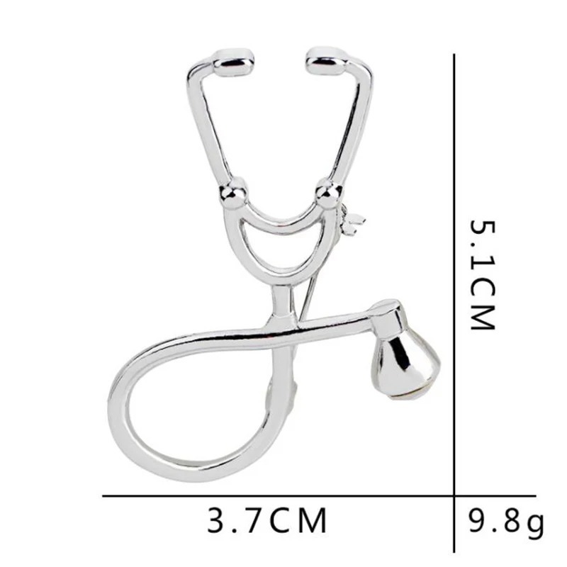 Large Stethoscope Silver Brooch